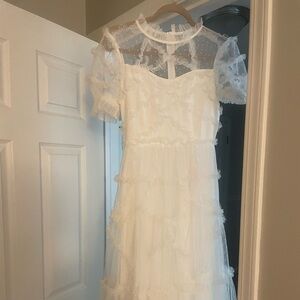 White sheer sleeve Sweetheart Maxi Bridal Dress